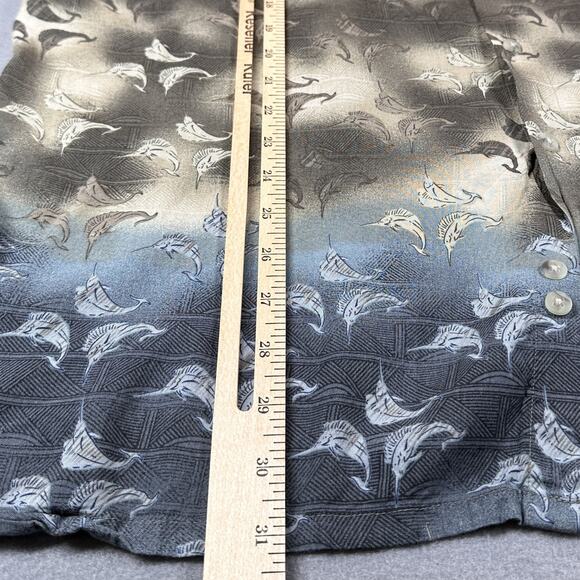 Pierre Cardin Shirt Mens XL Rayon Marlin Fish Print Button Up Vintage Style - Picture 5 of 10